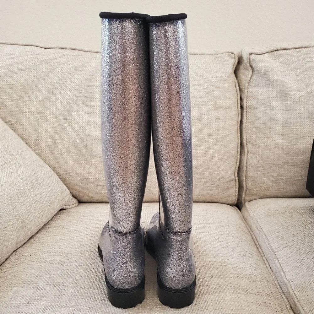 NEW! Melissa Thermal Seasonal Rainboot - size 6 in Silver Glitter